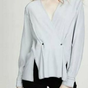 NWT Rag & Bone Grey Blue Debbie Top 100% Silk